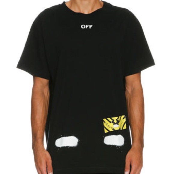 Off-White Spray-Paint Logo T-Shirt, Black/White Men's Size XS